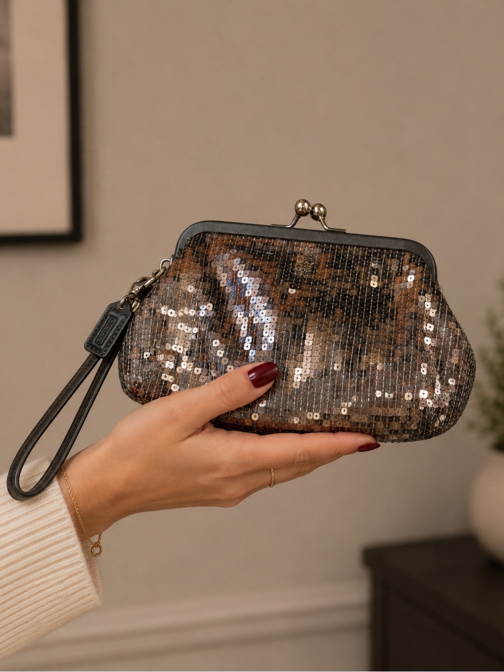 Coach Large Sequin Wristlet
